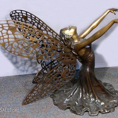 #120 â€“ Beautiful Bronze Sculpture/Table Base â€œButterfly Girlâ€, 28â€ h., 37â€ l.