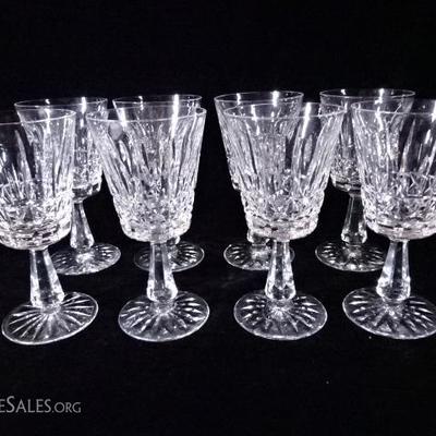 8 WATERFORD CRYSTAL WINE GLASSES, KYLEMORE PATTERN