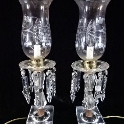 PAIR CRYSTAL TABLE LAMPS