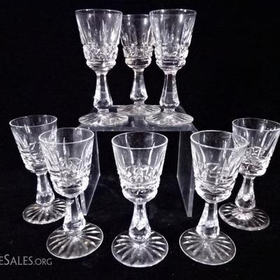 8 WATERFORD CRYSTAL CORDIAL GLASSES, KYLEMORE PATTERN