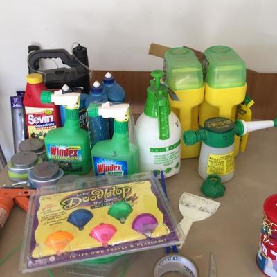 Cleaning supplies and garden items 