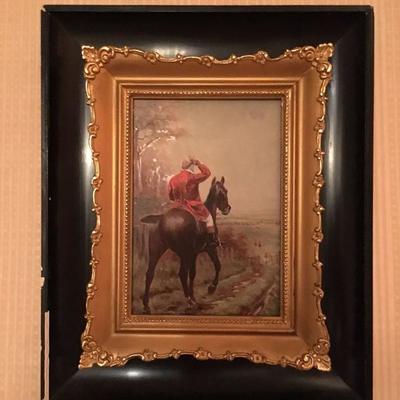 Miniature Painting of a Fox Hunter on Horseback 