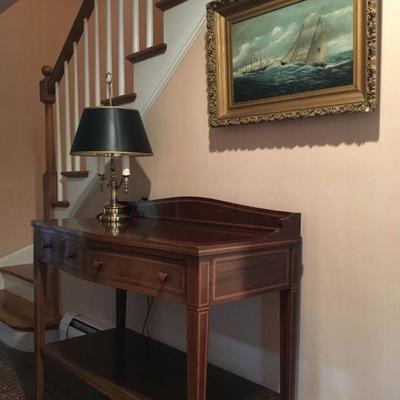 Sideboard, Federick Cooper Lamp, Antique Nautical Oil Painting 