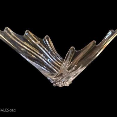 VINTAGE ART VANNES FRANCE CRYSTAL WATER SPLASH CENTERPIECE BOWL