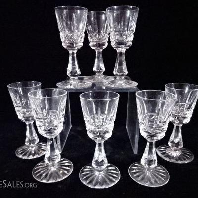 8 WATERFORD CRYSTAL CORDIAL GLASSES, KYLEMORE PATTERN