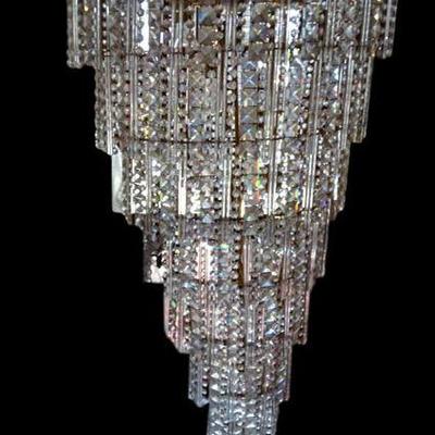 HUGE 5 FT VINTAGE 8 TIER CRYSTAL CHANDELIER, ALREADY CRATED FOR SHIPPING OR DELIVERY!