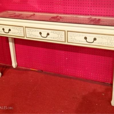 CHINOISERIE WHITE LACQUER CONSOLE TABLE