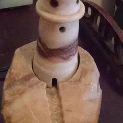 vintage carved alabaster marble lighthouse lamp