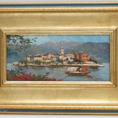 Sergio Cozzuol (Italian b. 1941) Original Oil on Board, Lake Maggiore Italy. Signed by the artist lower right. Professionally framed in...
