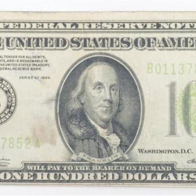 1934 B SERIES $100 BILL