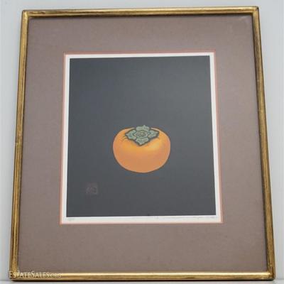 Haku Maki (Japanese, 1924-2000) Framed Japanese modern woodblock print, Persimmon-J, dated 78 and signed in pencil on the bottom right...