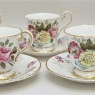 Vintage English 16 Piece Teacup and Saucer Set by Paragon Fine Bone China in the popular and very pretty 