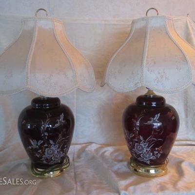 Gorgeous Blown and Etched Glass Table Lamps