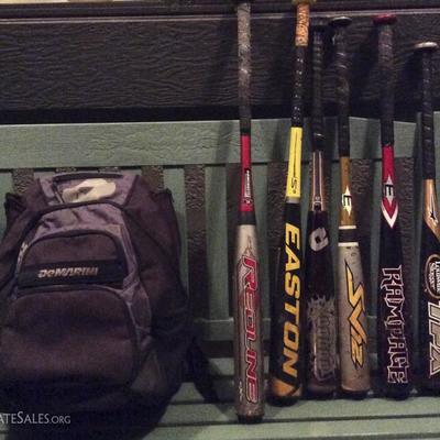 JYR053 Baseball Equipment - De Marini Backpack, Bats - Easton, Louisville
