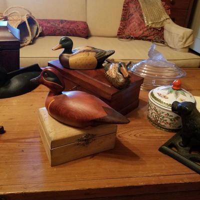 colorful Mallard duck decoy collection one of many examples, carved and hand painted