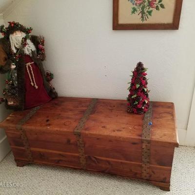 Cedar chess  loaded with linens and blankets