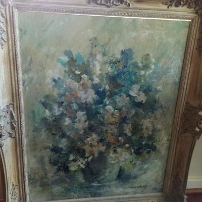 Original florial artwork could go in living room, bedroom, sunroom, bathrooms