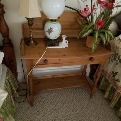 Pine Secretary desk, vintage lamp both delivered to be early 1900 late 1800's excellent condition