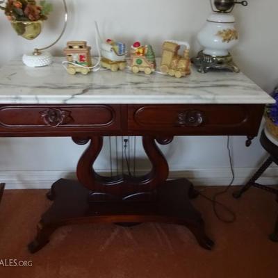 marble top table w/ drawers