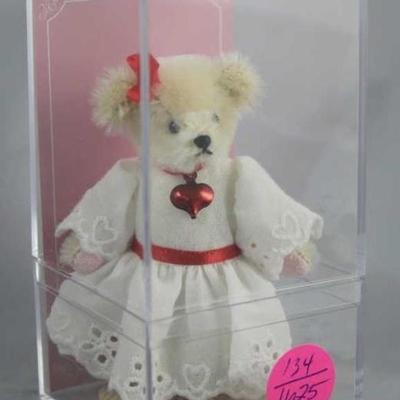 Little Gem Teddy Bear - Muffy Valentine I: Eyelet  Mini-861 In the box, mohair-blond/cotton-white.  Ltd. #1196  of 1500.  The...