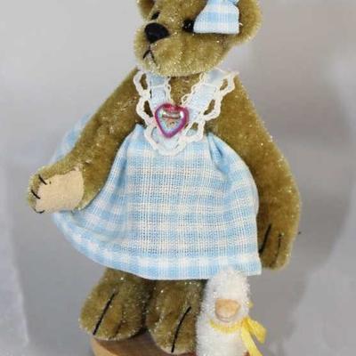 Milly (with duck)-226 Bear with Duck.  Friends  Collection from Little Gem Teddy Bear.  Small bear  wears a baby blue and white check...