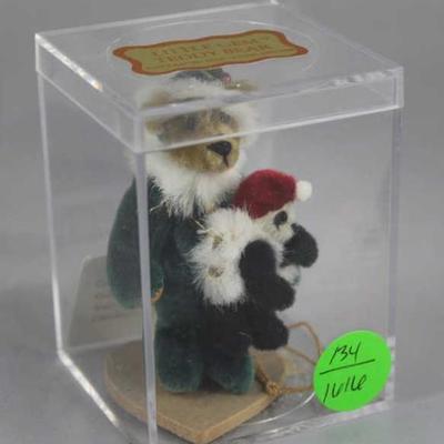 Little Gem Teddy Bear - Nicholas (Xmas) Mini - 520 In the box, velvet plush-green/gold.  1995  Christmas (pairs with Alexandra) comes in...
