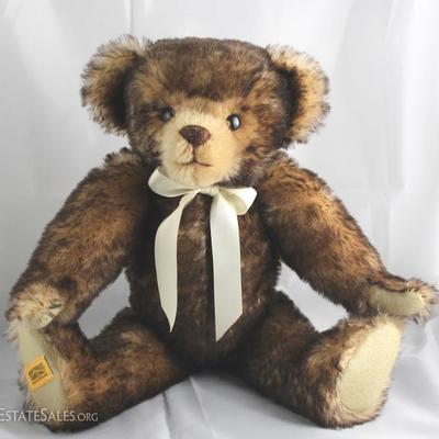 Willie-280, Merrythought-England, in brown and  apricot mohair.  Has tan flannel paw pads, a cream  neckbow, and growler.  Ltd. #012 of...