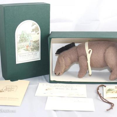 Pocket (Donkey) Eeyore-1000, RJW Dolls, in mohair  wool.  The Pocket series is base on the original  illustrations in the A.A. Milne...