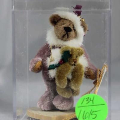 Little Gem Teddy Bear - Alexandra (Xmas) Mini-521 In the box, velvet plush-lavender/beige.  1995  Christmas (pairs with Nicholas) comes...