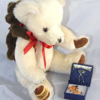 Algy-302, Merrythought-England in white and brown  mohair.  Walt Disney World Teddy Bear Convention  II.  White bear has a chocolate...