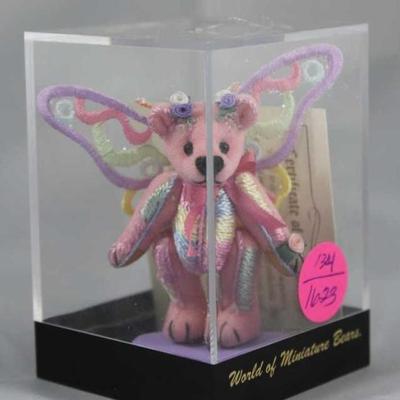 World of Mini Teddy Bear - Flutterfly Mini-826 In  the box, velvet-shades of pink.  This World of  Miniature edition is Ltd. to 2000 pcs....