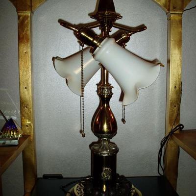 Quezal Art Glass Desk Lamp