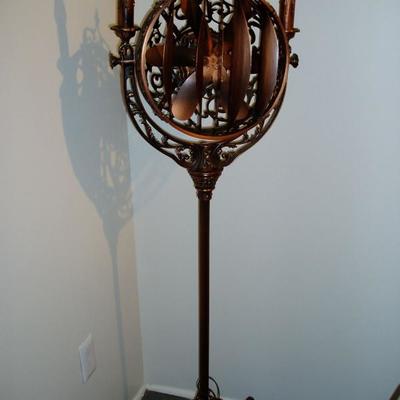 Antique Copper Floor Fan w/ Candle Lights circa 1920s