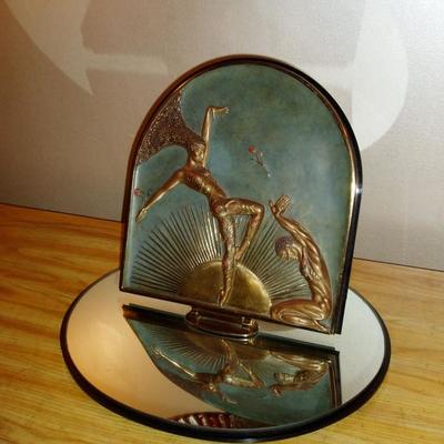Erte' Bronze Table Mirror