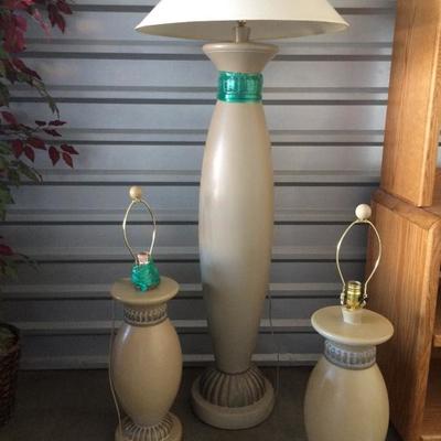 Matching ceramic table lamps and floor lamp