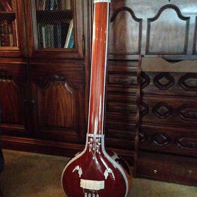 BUY IT NOW--beautiful inlaid tanpura, sitar, Indian guitar with case--$450--sophia.dubrul@gmail.com
