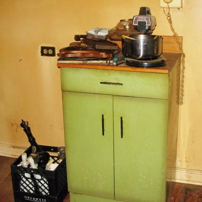 vintage green metal cabinet