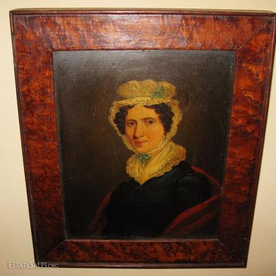 this portrait is painted on tin, there is a date on the frame and the back of the picture
 Oct 17, 1847   and some names as well. 