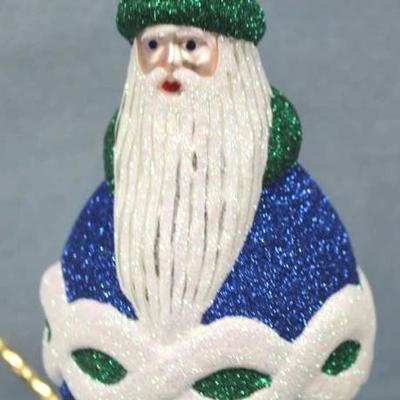 Patricia Breen "Faberge Santa" blue, green, white  Christmas ornament.  Event exclusive at  Milaeger's.  The blue body and...