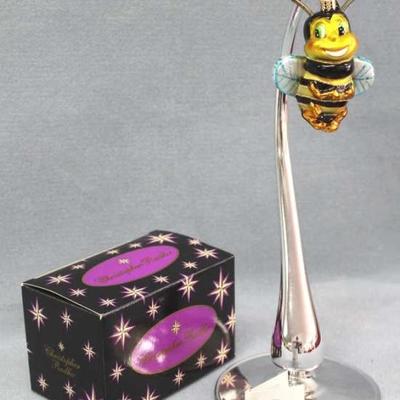 Christopher Radko "B. Willikers Bee" Christmas  ornament.  A bee with spring antennas.  Hand blown  and hand painted.  Designer...