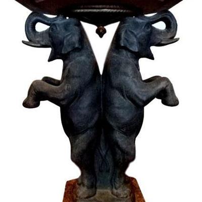 FRENCH ART DECO P. SEGA ELEPHANT SPELTER AND MARBLE TABLE