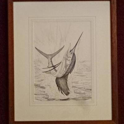 ORIGINAL GUY HARVEY PEN AND INK DRAWING WITH CERTIFICATE OF AUTHENTICITY