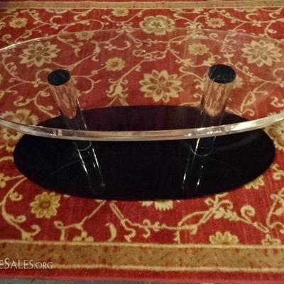 BLACK AND CLEAR LUCITE TABLE