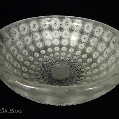 LARGE LALIQUE FRANCE CRYSTAL NEMOURS BOWL