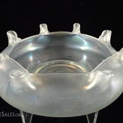 RARE STEUBEN VERRE DE SOIE SILK GLASS PINCHED RIPPLE BOWL