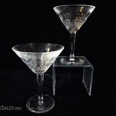 PAIR WATERFORD MARTINI GLASSES, SIGNED BY MASTER GLASS BLOWER