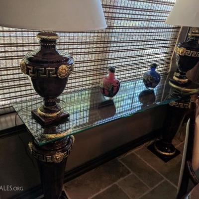Versace Sofa Table & Lamps