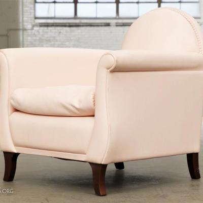 Poltrona Frau Pink Leather Bergere, Made In France