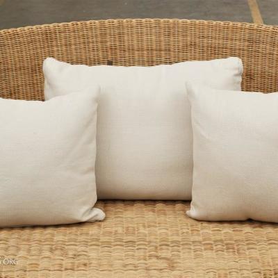 Group Of 3 Custom Pillows With Down Inserts In Natural Woven Fabric