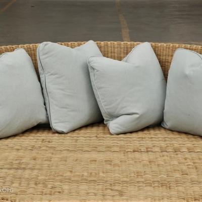 Set Of Four Robin's Egg Blue Custom Pillows With Down Inserts